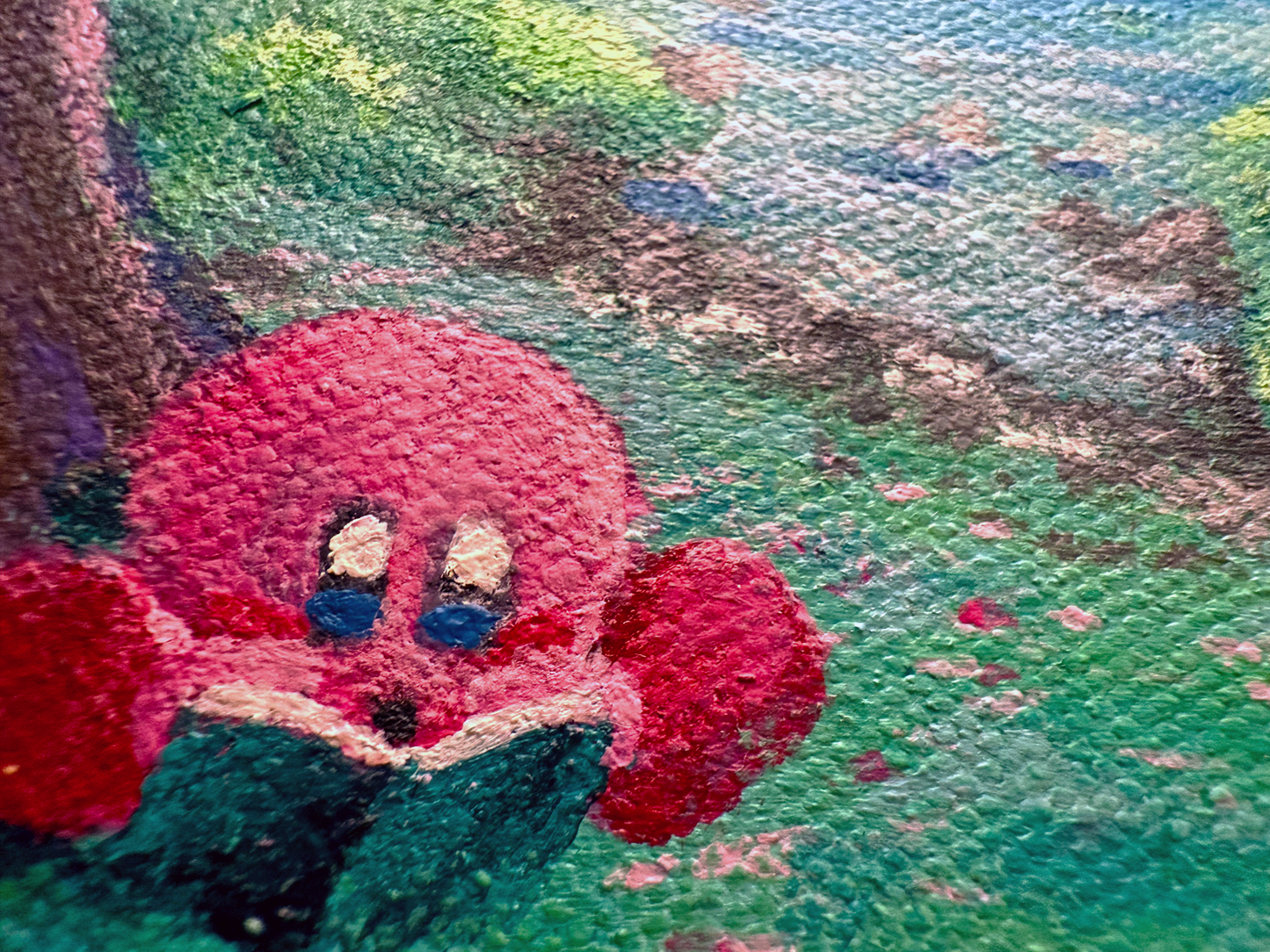 A Hungry Pink Blob Reading Under A Tree