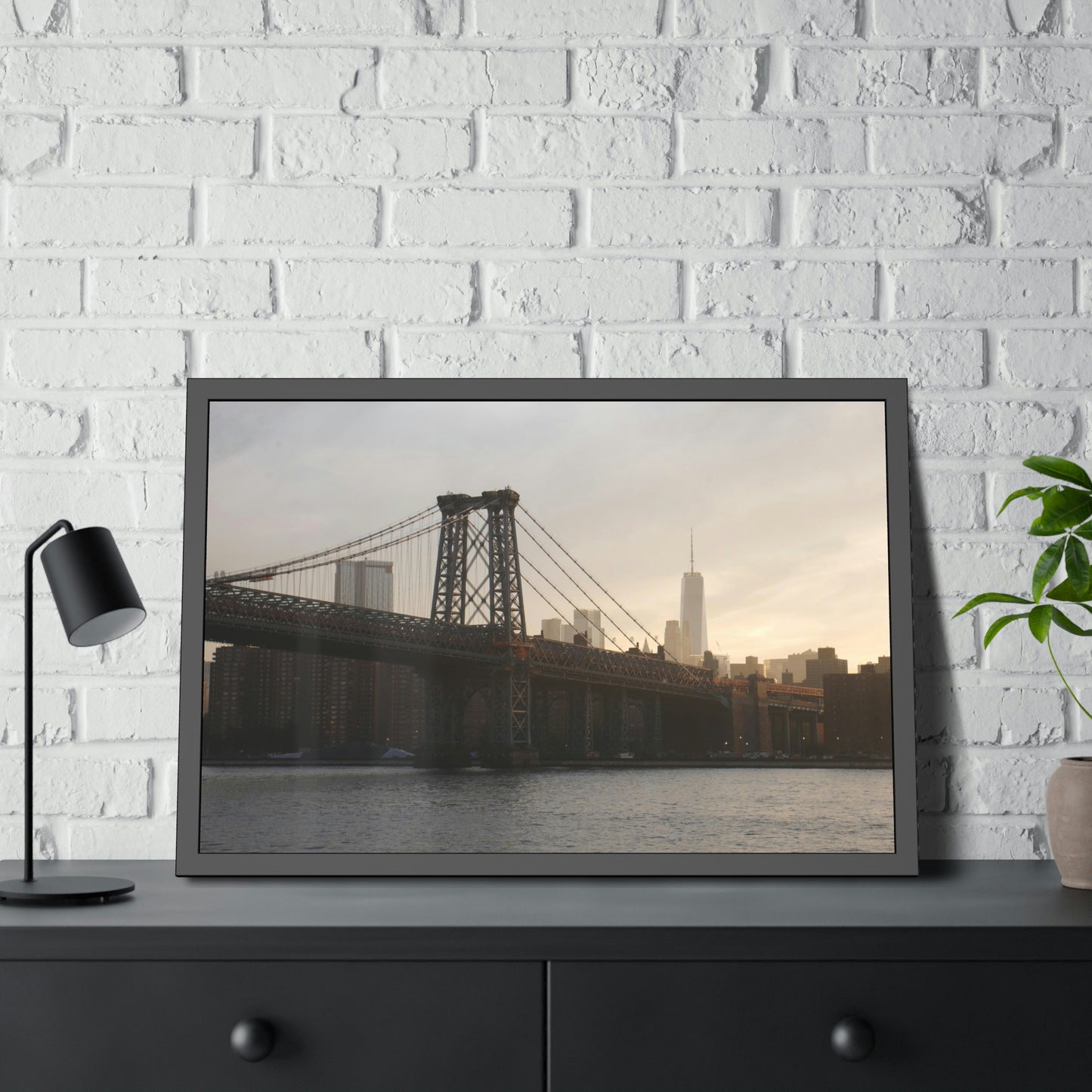 The Manhattan Bridge into NYC Framed Picture