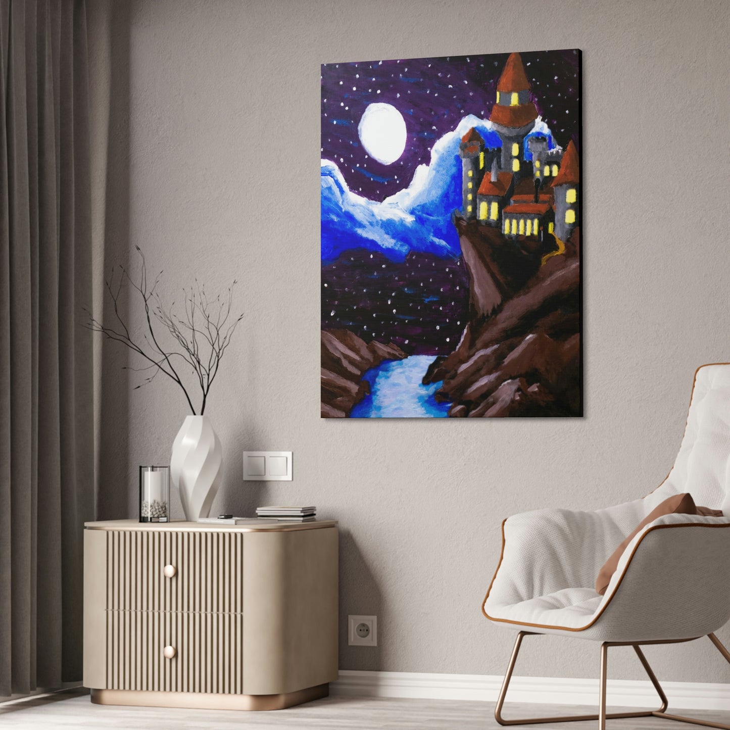 A Moonlit Castle Canvas