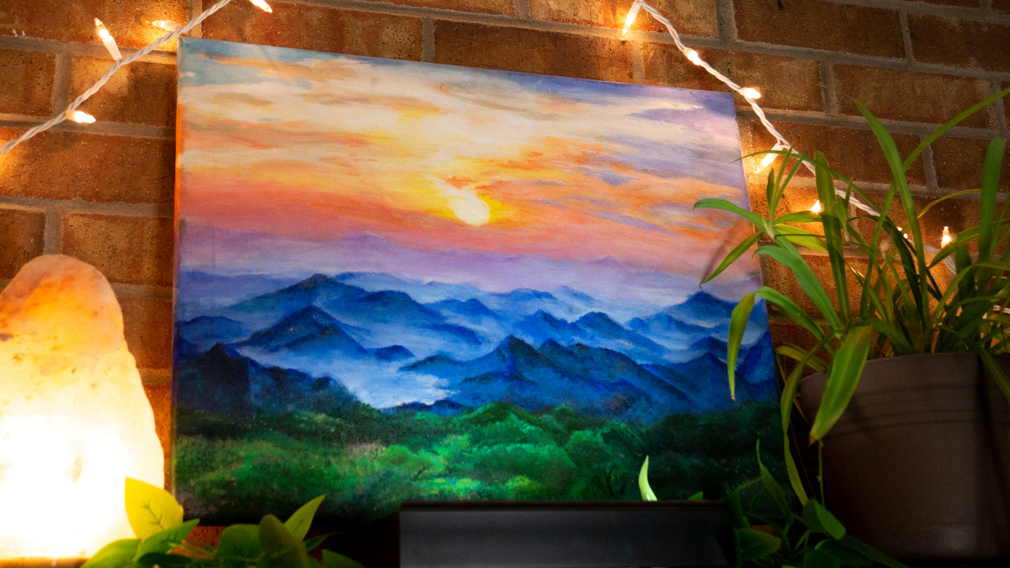 Sunset In The Rockies Original Artwork