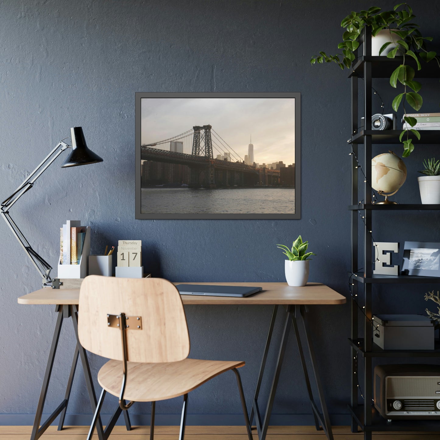 The Manhattan Bridge into NYC Framed Picture