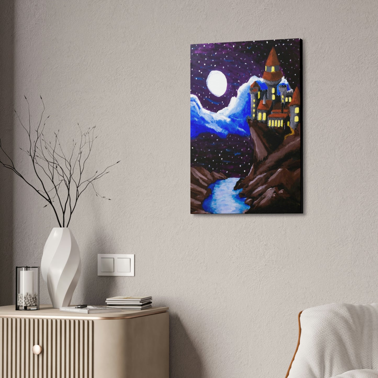 A Moonlit Castle Canvas