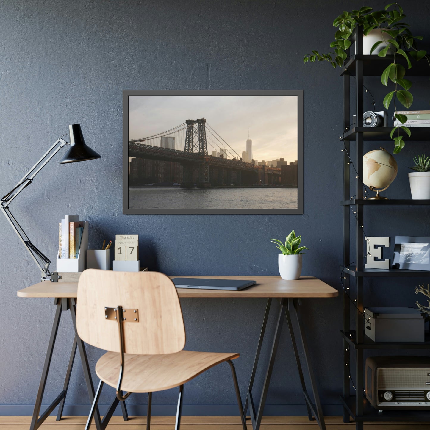 The Manhattan Bridge into NYC Framed Picture