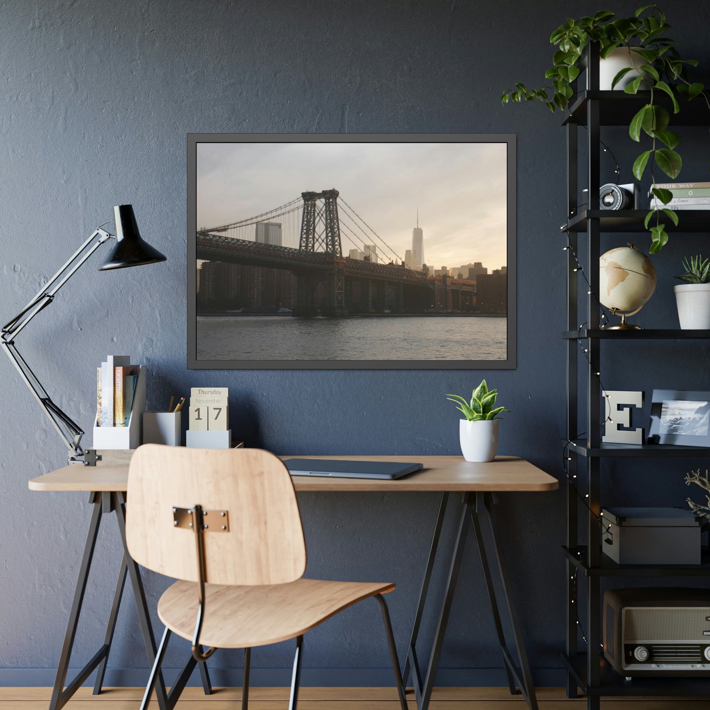 The Manhattan Bridge into NYC Framed Picture