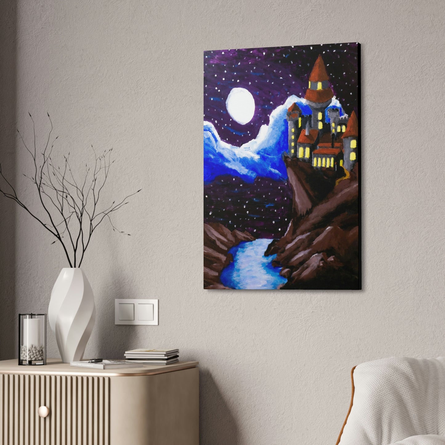 A Moonlit Castle Canvas